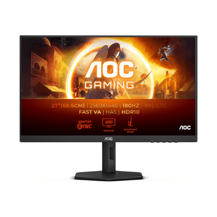 AOC | Q27G4XN | 27 " | VA | QHD | 16:9 | 180 Hz | 1 ms | 2560 x 1440 pixels | 300 cd/m² | HDMI ports quantity 2 | Warranty 36 month(s)
