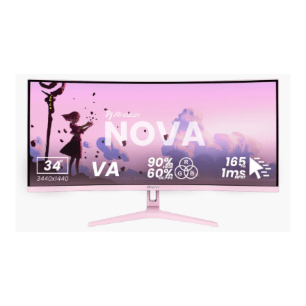 Arozzi | Nova | 34 " | VA | UWQHD | 21:9 | 165 Hz | 1 ms | 3440 x 1440 pixels | 350 cd/m² | HDMI ports quantity 2 | Pink
