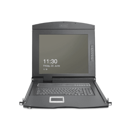 DIGITUS Modular HD LCD KVM console with 19" TFT, 16-port VGA KVM connection, touchpad, US keyboard layout | Digitus