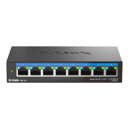D-Link | DMS-108/E | 8-Port 2.5G Multi-Gigabit Desktop Switch | Desktop | Unmanaged