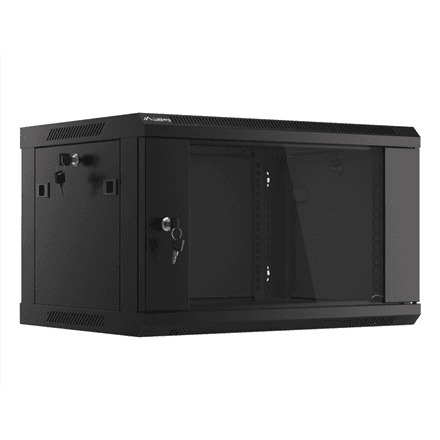 Lanberg | Rack cabinet 19" wall-mount 6U/600x450 (flat pack) with glass door V2 | WF01-6406-10B | Black