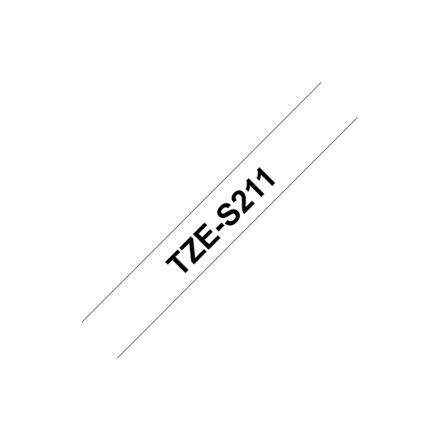 Brother | TZe-S211 Strong Adhesive Laminated Tape | Black on White | TZe | 8 m | 6 cm