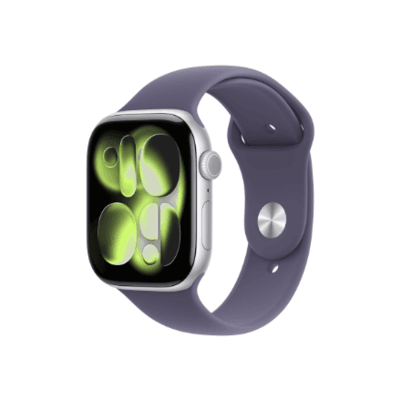 Apple Watch Series 11 GPS + Cellular 46mm Silver Aluminium Case with Purple Fog Sport Band - M/L | Apple
