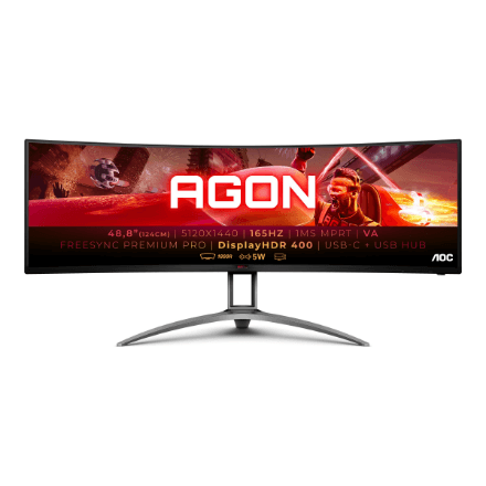 AOC | Gaming Monitor | AG493UCX2 | 49 " | VA | DQHD | 32:9 | 165 Hz | 1 ms | 5120 x 1440 pixels | 550 cd/m² | HDMI ports quantity 3 | Black | Warranty 36 month(s)