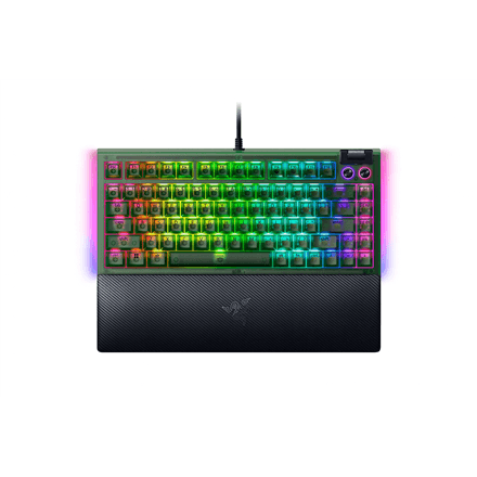 Razer | BlackWidow V4 75% | Mechanical Gaming Keyboard | Wired | US | Mechanical Switches | Phantom Green Edition | Chroma RGB