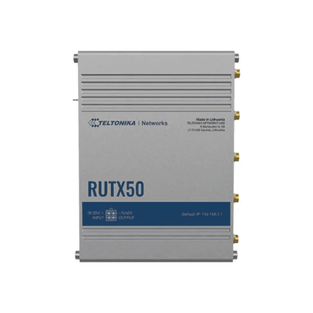 Teltonika | INDUSTRIAL 5G ROUTER | RUTX50 | 802.11ac | 867 Mbit/s | 10/100/1000 Mbps Mbit/s | Ethernet LAN (RJ-45) ports 5 | Mesh Support Yes | MU-MiMO Yes | 5G | Antenna type Internal