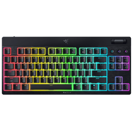 Razer | BlackWidow V4 Low-Profile Tenkeyless HyperSpeed | Keyboard | Wireless | US | Bluetooth | Yellow Switches | Black