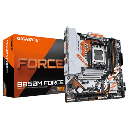 Gigabyte B850M FORCE (rev. 1.0) | Processor family AMD | Processor socket AM5 | DDR5 | Supported hard disk drive interfaces SATA, M.2 | Number of SATA connectors 4 | REFURBISHED, WITHOUT ORIGINAL PACKAGING AND ACCESSO...