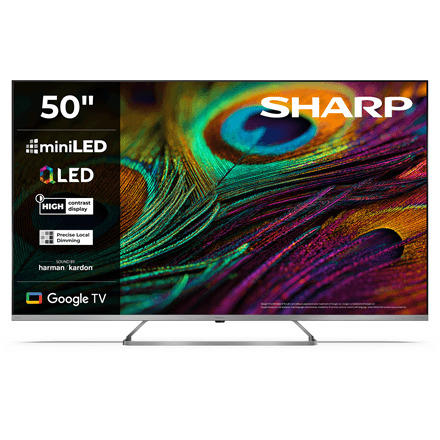 Sharp 4K QLED MiniLED TV | 50JP7265E | 50 | Smart TV | Google TV | UHD | Silver