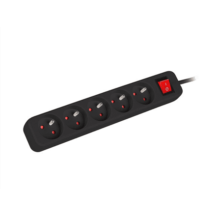Lanberg Cable Power Strip 3M 5X French Outlets with Switch, Quality-Grade Copper | PS1-05E-0300-BK