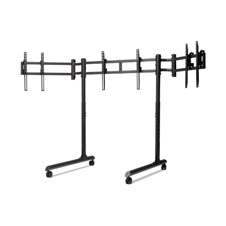 Next Level Racing Floor stand | Tube Freestanding Triple Monitor Stand | Up to 3x43 " | Height adjustment, Tilt | Maximum weight (capacity) 50 kg | Black