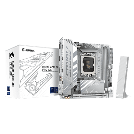 Gigabyte B860I AORUS PRO ICE | Processor family Intel | Processor socket LGA1851 | DDR5 | Supported hard disk drive interfaces SATA, M.2 | Number of SATA connectors 2