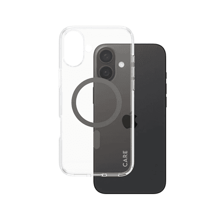 CARE by PanzerGlass Case Flagship | Back protection | Apple | iPhone 16 Plus | Recycled plastic | Transparent/Black | MagSafe