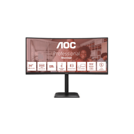 AOC | CU34E4CV | 34 " | VA | 21:9 | 120 Hz | 4 ms | 3440 x 1440 pixels | HDMI ports quantity 2 | Black