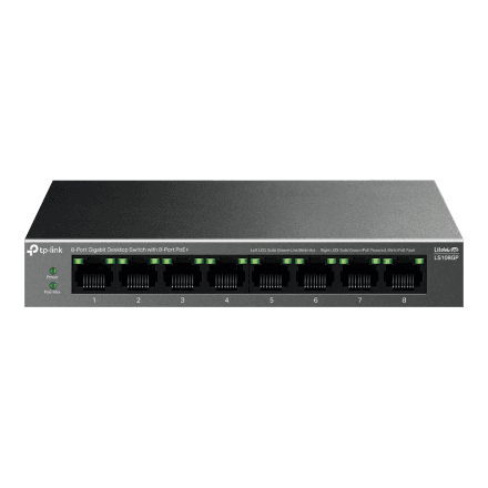 TP-LINK | 8-Port Gigabit Desktop Switch with 8-Port PoE+ | LS108GP | Unmanaged | Desktop