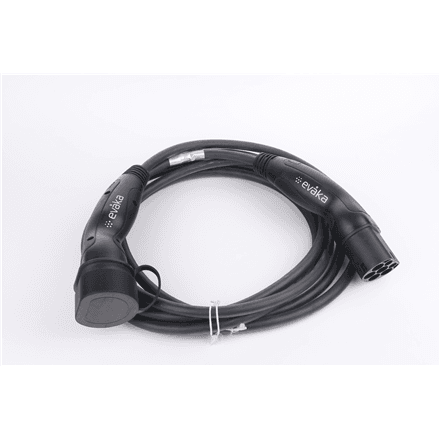 Evaka EV Charging Cable Type 2-Type 2, 22 kW, 32 A, 5 x 6 mm2, 1 x 0.5 mm2, 7 m | ITGAM3872 | Black