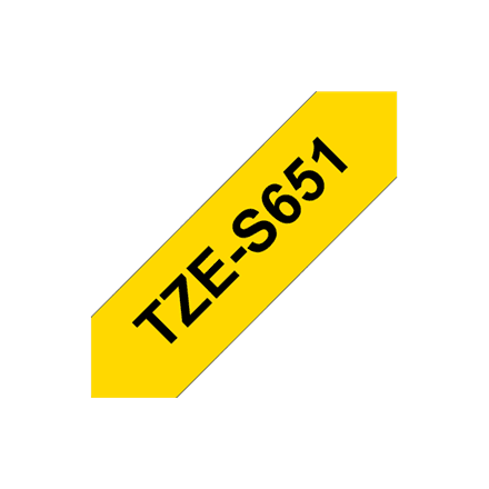 Brother | TZe-S651 Strong Adhesive Laminated Tape | Black on Yellow | TZe | 8 m | 2.4 cm