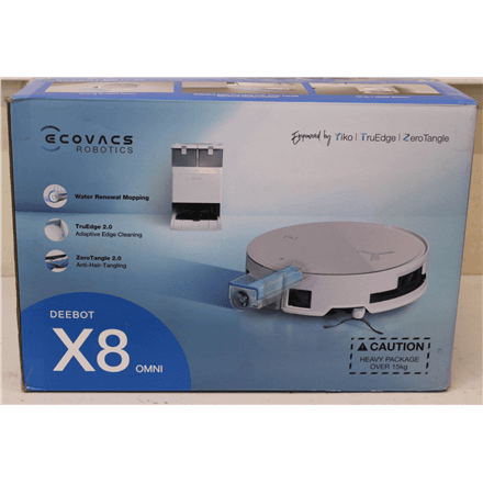 SALE OUT. Ecovacs DEEBOT X8 OMNI Vacuum cleaner, Robot, Wet&Dry, 18000Pa, TruEdge 2.0, AIVI 3D 3.0, YIKO-GPT, White+Auto-empty station | Ecovacs Robotic Vacuum Cleaner | DEEBOT X8 OMNI | Wet&Dry | Lithium-Ion | 5200 m...