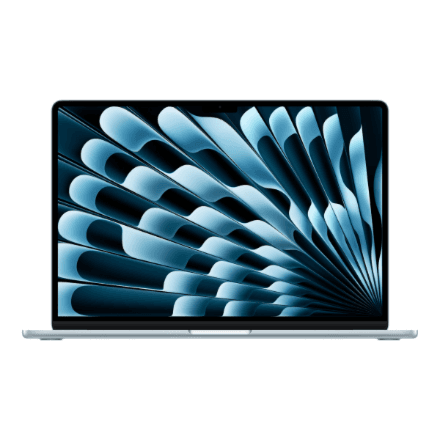 Apple | MacBook Air | Sky Blue | 15 " | 2880 x 1864 pixels | Apple M5 | 24 GB | Hard drive capacity 1024 GB | Intel HD | M5 | Mac OS | 802.11b | Bluetooth version 6 | Keyboard language English | Keyboard backlit