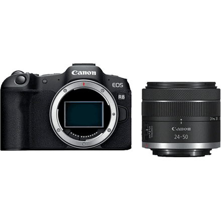 Canon | EOS R8 Body + RF 24-50mm F4.5-6.3 IS STM (AIP) | Megapixel 24.2 MP | Image stabilizer | ISO sensitivity (max) 102400 | Display diagonal 3 " | Wi-Fi | Video recording | Automatic, manual | CMOS