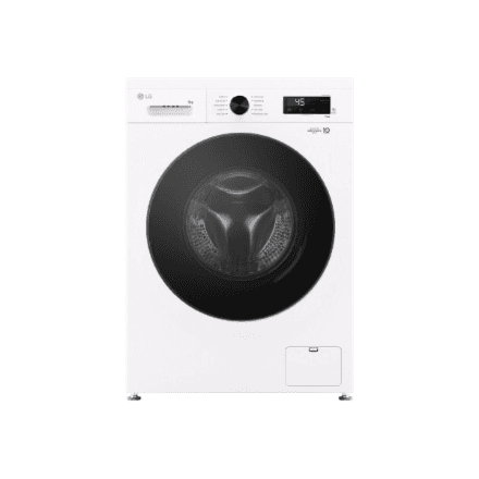 LG | Washing machine | F4X1009NWB | Energy efficiency class A | Front loading | Washing capacity 9 kg | 1400 RPM | Depth 55 cm | Width 60 cm | Display | LED | Steam function | Direct drive | Wi-Fi | White