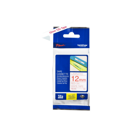 Brother | TZe-232 Laminated Tape | Red on White | TZe | 8 m | 1.2 cm – image 1