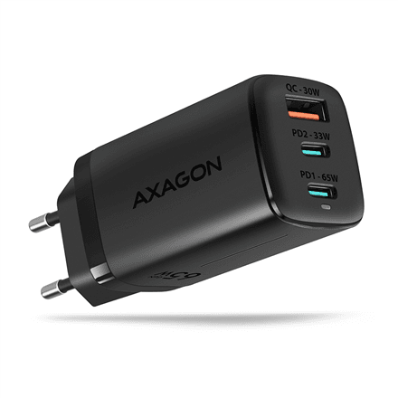 AXAGON GaN wallcharger 3x port (USB-A + 2x USB-C), 65W | ACU-DPQ65 – nuotrauka 1