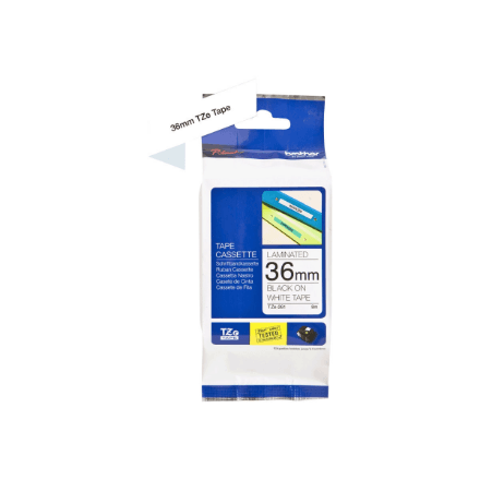 Brother | TZe-261 Laminated Tape | Black on White | TZe | 8 m | 3.6 cm – image 1