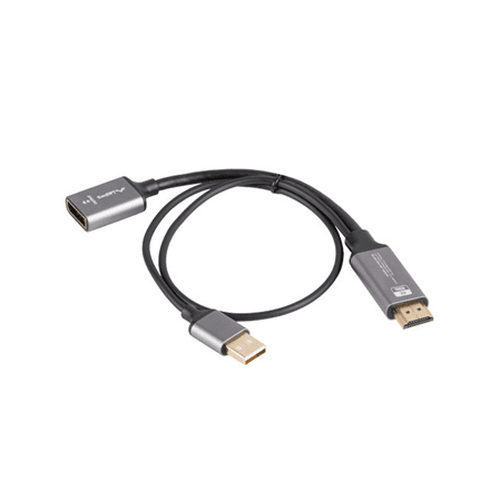 Lanberg HDMI (M) to Displayport (F) Adapter 4K on cable 20cm, Silver | AD-HD-DP-02 – image 1