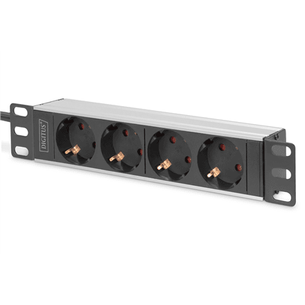 Digitus | 10” Socket Strip with Aluminum Profile, 4-way safety sockets | DN-95418 – nuotrauka 1