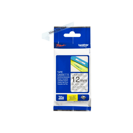 Brother | TZe-131 Laminated Tape | Black on Clear | TZe | 8 m | 1.2 cm – image 1