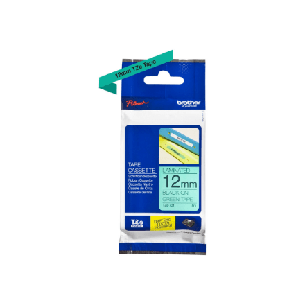 Brother | TZe-731 Laminated Tape | Black on Green | TZe | 8 m | 1.2 cm – image 1