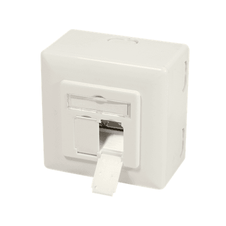 NP0006A Wall Outlet Metal die-cast housing with strain relief; Horizontal cable entry with strain relief; Network wall outlet Cat.6 fully shielded, with surface back box – image 1