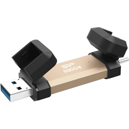 Silicon Power DS72 | 500 GB | USB Type-A/USB Type-C 3.2 Gen 2 | Gold – nuotrauka 1