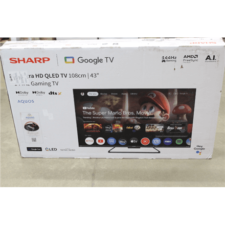 SALE OUT. Sharp 43HR7265E 43" (108cm) QLED 144Hz 4K Ultra HD Google TV, Dolby Vision IQ, Dolby Atmos, Central Stand · Sharp 43HR7265E · 43 – nuotrauka 1