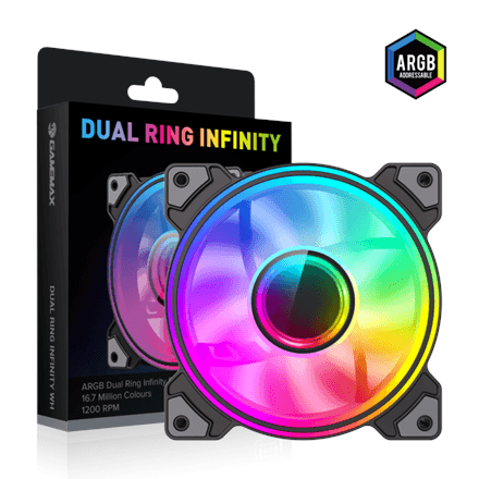 Gamemax Case Fan | DUAL RING INFINITY BK | Black – image 1