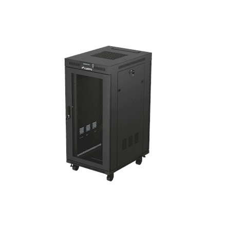 Lanberg Rack cabinet 19" free-standing 24U/600x800 (flat pack) with mesh door LCD V2 · FF01-6824-23BL · Black – nuotrauka 1
