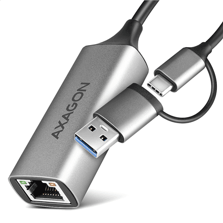 AXAGON ADE-TXCA Compact aluminum USB 3.2 Gen 1 Gigabit Ethernet 10/100/1000Mbit adapter with automatic installation, Nintendo Switch support and USB C-A reduction – image 1