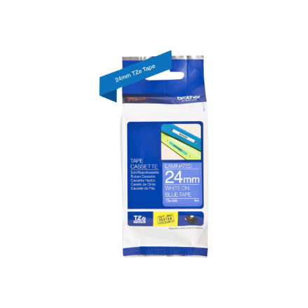 Brother | TZe-555 Laminated tape | White On Blue | TZe | 8 m | 2.4 cm – nuotrauka 1