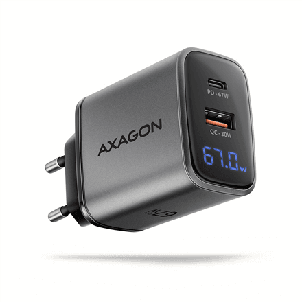 AXAGON Wall charger 67W, USB-A + USB-C, PD3.0/PPS/QC4+/SF | ACU-PQ67D – image 1