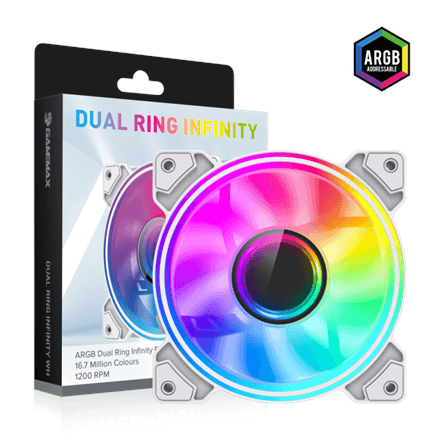 Gamemax Case Fan | DUAL RING INFINITY WH | White – image 1