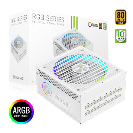Gamemax PSU | RGB 850G WH | 850 W | Gold | White | Full Modular – image 1