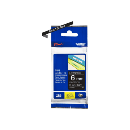 Brother | TZe-315 Laminated tape | White on Black | TZe | 8 m | 0.6 cm – nuotrauka 1
