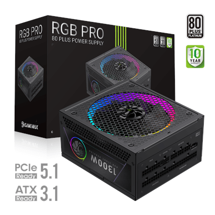 Gamemax PSU | RGB PRO 1300P | 1300 W | Platinum | Full Modular – nuotrauka 1