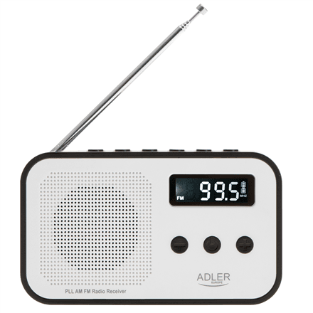 Adler | Digital radio PLL AM/FM | AD 1907 | Alarm function | White/Black – nuotrauka 1