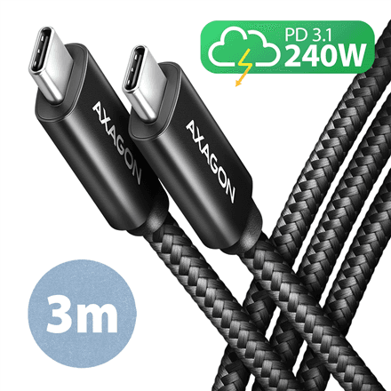 AXAGON | Data and charging USB 480Mbps cable, 3 m | BUCM2-CM30AB | USB-C to USB-C – nuotrauka 1