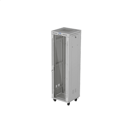Lanberg Rack cabinet 19" free-standing 42U/600x600 (flat pack) with glass door LCD V2 · FF01-6642-12SL · Grey – image 1