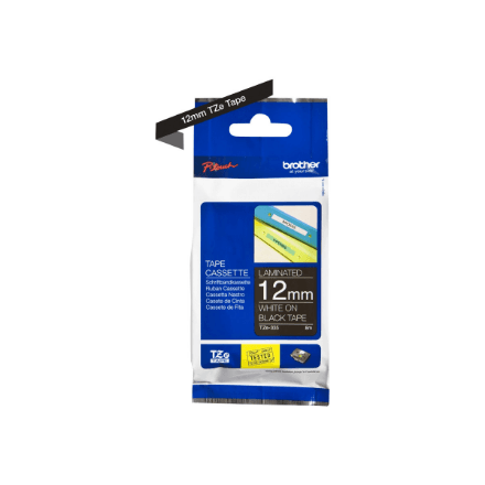 Brother | TZe-335 Laminated Tape | White on Black | TZe | 8 m | 1.2 cm – image 1