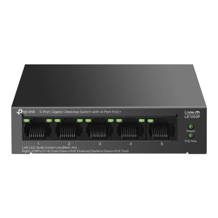 TP-LINK | 5-Port Gigabit Desktop Switch with 4-Port PoE+ | LS105GP | Unmanaged | Desktop – nuotrauka 1