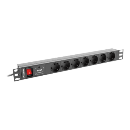 Lanberg Power Distribution unit (PDU) 19" 1U 10A 2M 7X Schuko Outlets – image 1